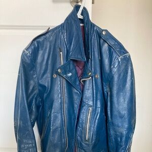 Vintage blue leather jacket -M